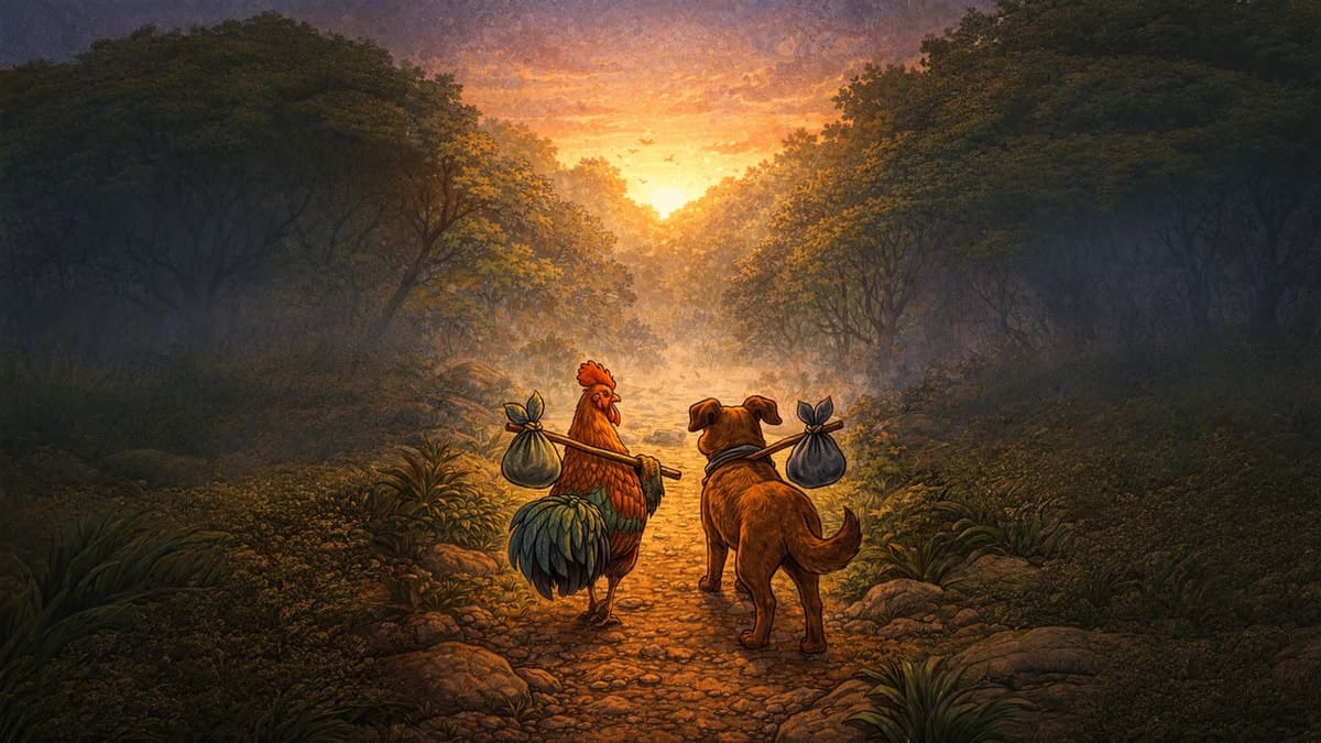 പൂവൻകോഴിയുടെ പാട്ട് — The Rooster and the Fox